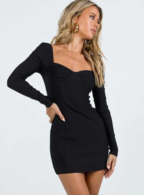 Bartlett Long Sleeve Mini Dress Black