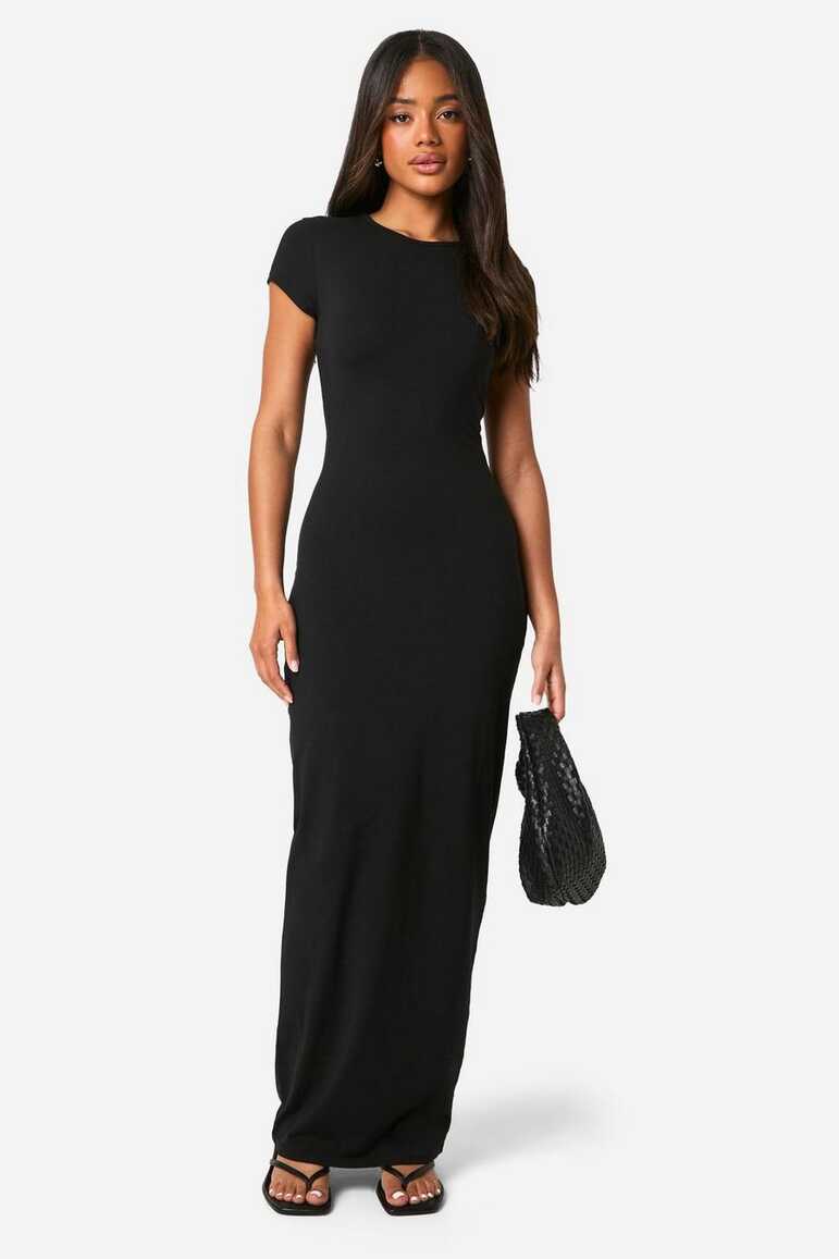 Basic Cotton Crew Neck Bodycon Maxi Dress | boohoo DK