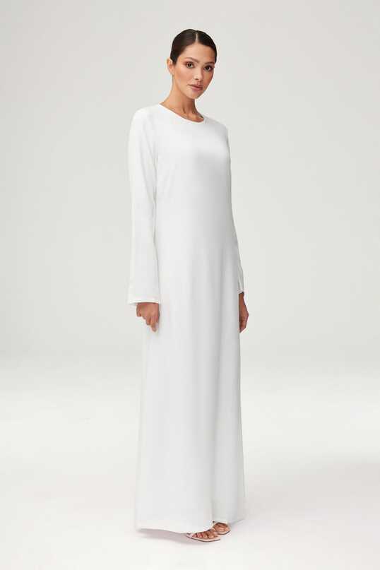 Basic Long Sleeve Maxi Dress - White