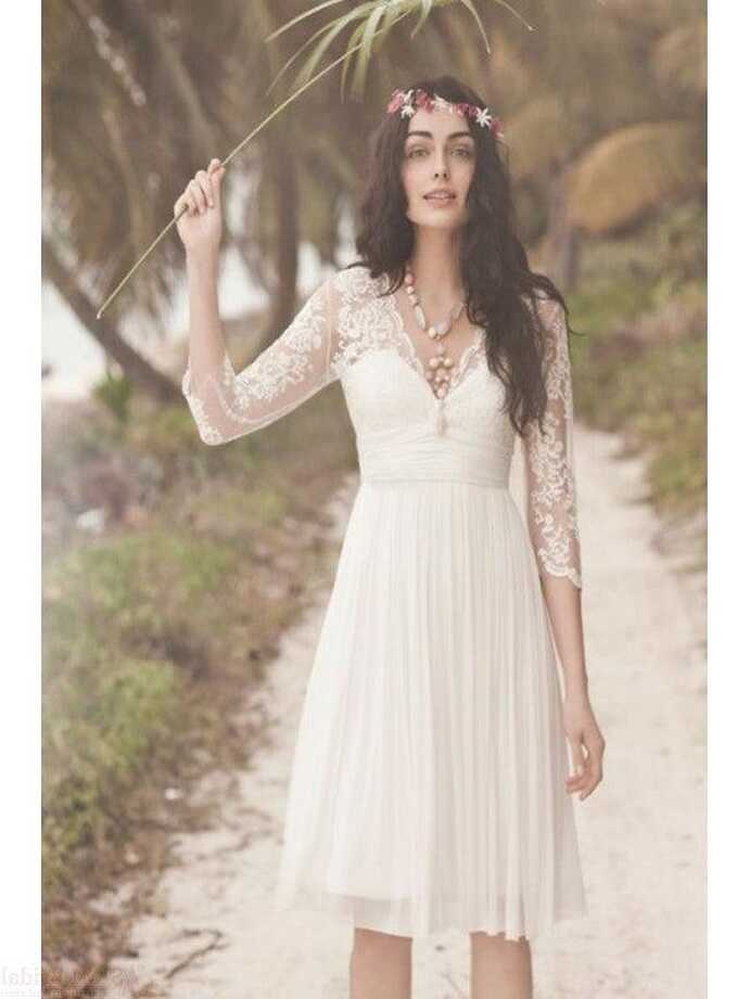 Beach A-line Short Wedding Dresses with Lace – Laurafashionshop