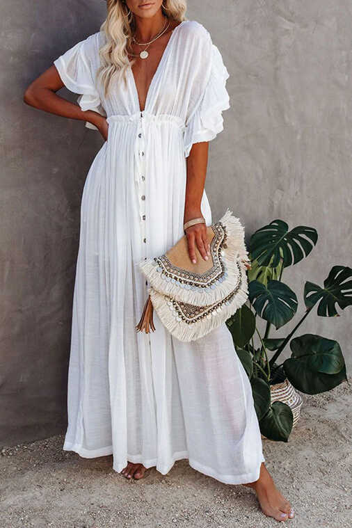 Beach Dress, Cover up Dress,, Boho Robe, Irma Gypsy in White and ...