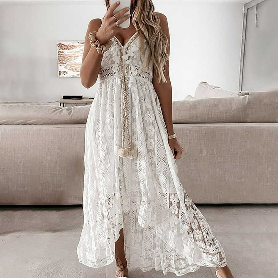 Beach Dresses for Women Summer Boho Vacation V Neck Sleeveless ...