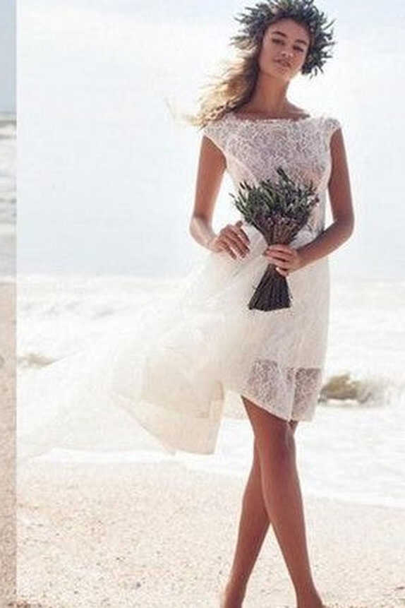 Beach Short Lace Wedding Dress with Swallowtail Skirt – loveangeldress