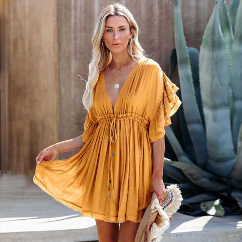 Beach Summer Mini Dress - Tunic Cover Up Dress – Boho Beach Hut