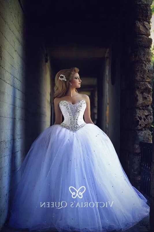 Beaded Strapless Corset Tulle Princess Wedding Ballgown - VQ