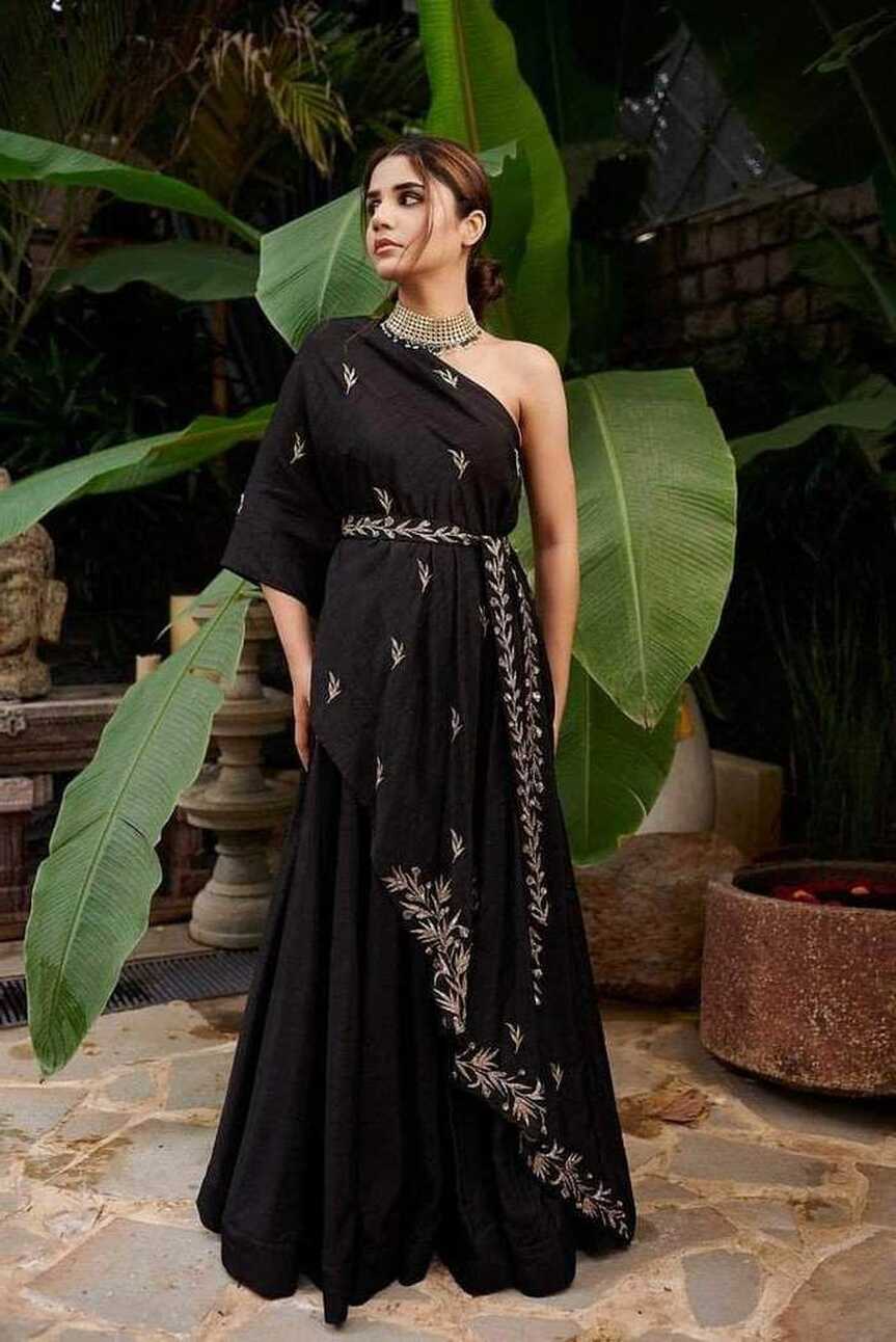 Beautiful Black Indo-western Georgette Gown