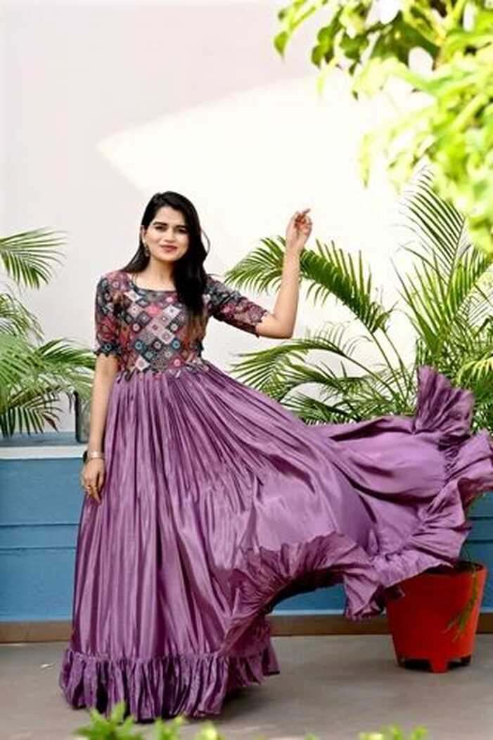 Beautiful Designer Dark Purple Gown at Rs 2069 | Ladies Gown | ID ...