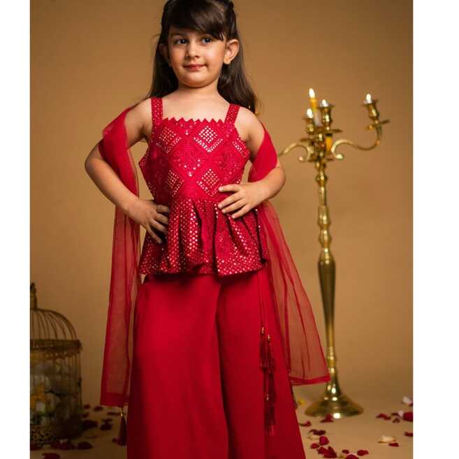 Beautiful Embroidery Party wear Kids Top Sharara dress – mahezon