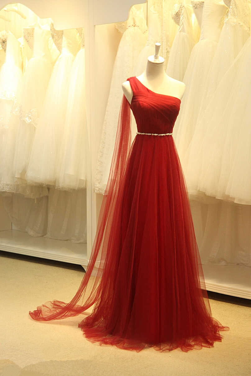 Beautiful Gauze Shoulder Long Simple Ball Gown 2015 Wine Red, Wine ...