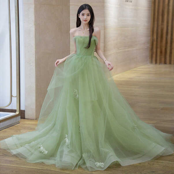 Beautiful Light Green Princess Tulle Long Evening Formal Dress ...