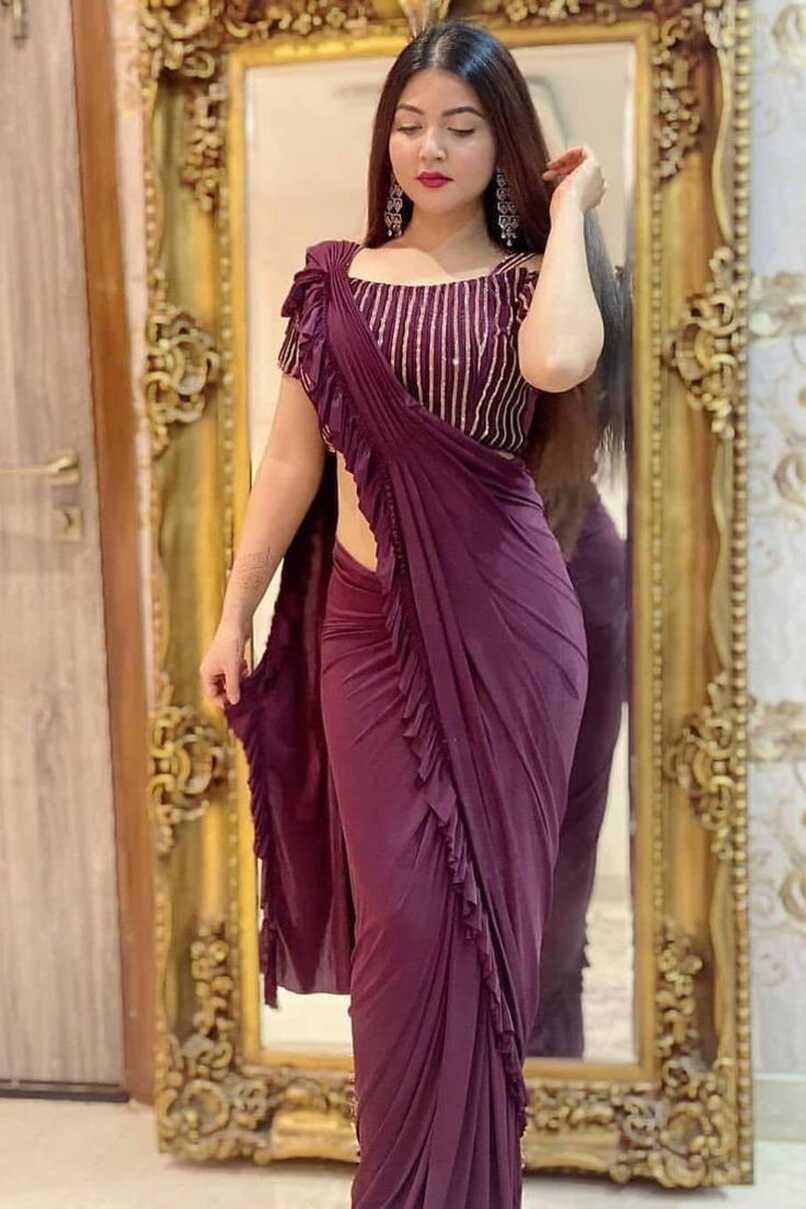 Beautiful Purple Colour Designer Saree For Party Wear