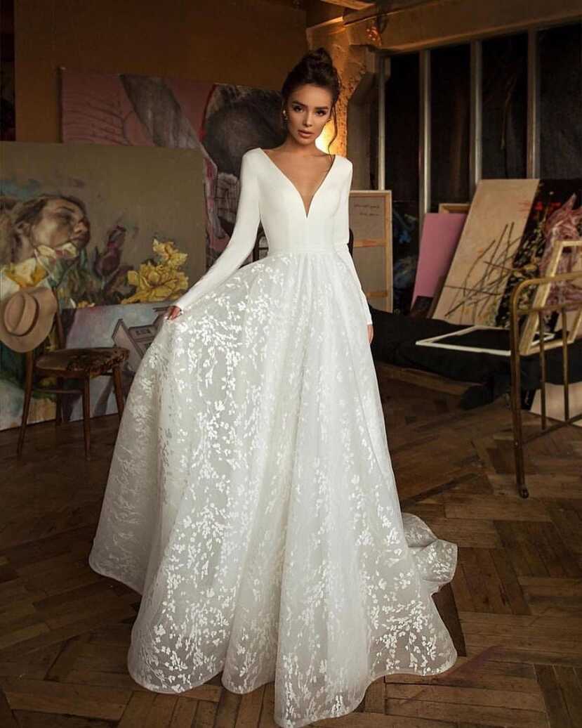 Beautiful White A-line Long Sleeve Wedding Dress Made to Order ...