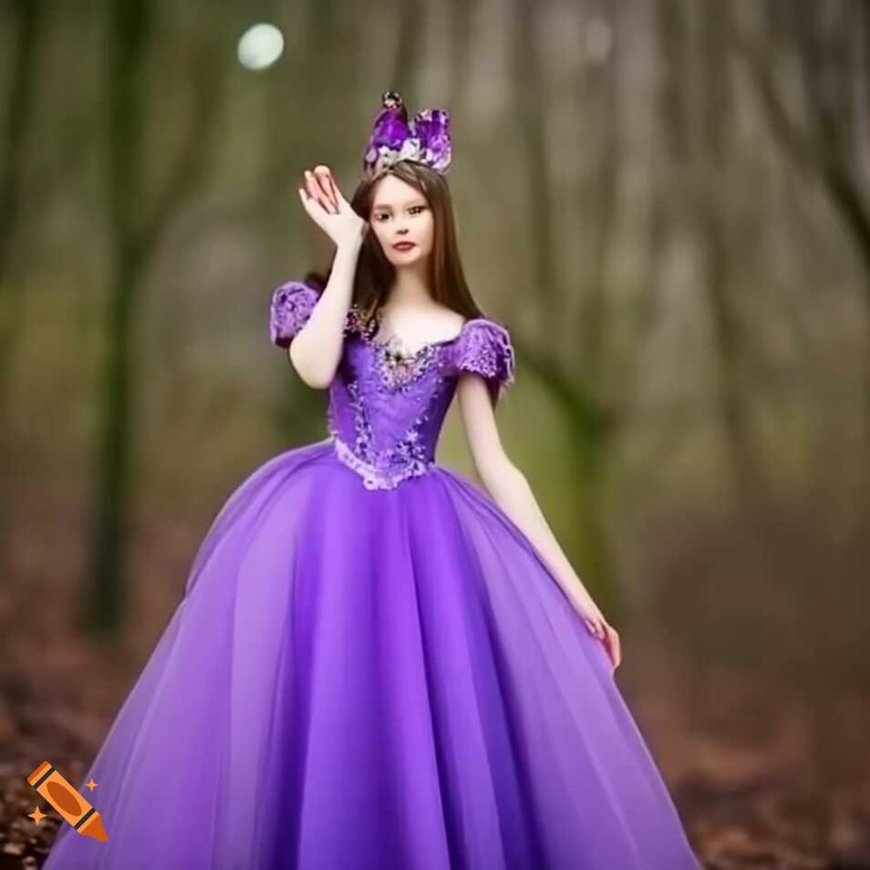 Beautiful magical princess in a purple dress on Craiyon