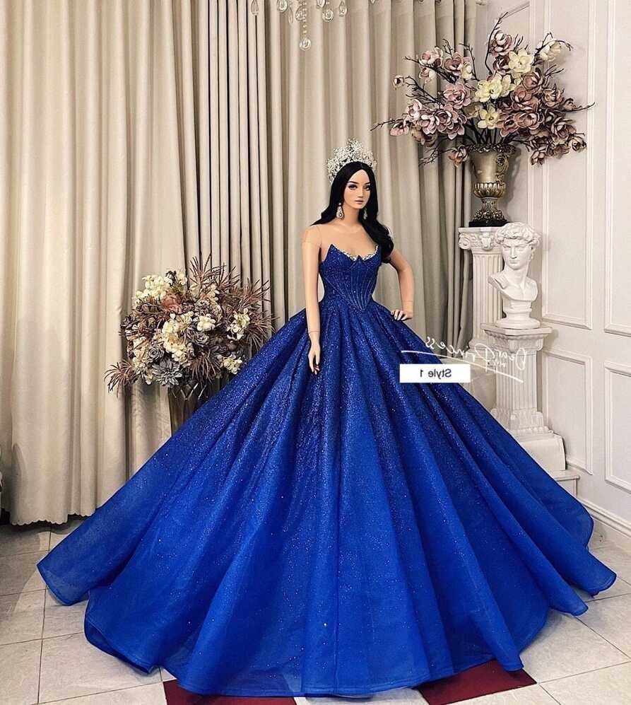 Beauty Pageant Queen Blue Cap Sleeves or off the Shoulder Ballgown ...