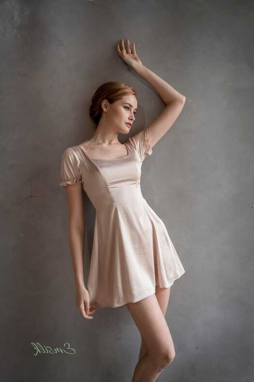 Beige Short Silk Dress/100 Pure Charmeuse Silk/short Flare Dress ...