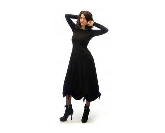 Below the Knee Dress / Black Dress / Long Sleeve Dress / Midi ...