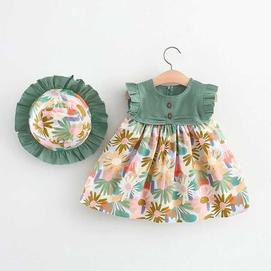 Best Dressed Baby|cotton Floral Sleeveless Princess Dress For Baby ...