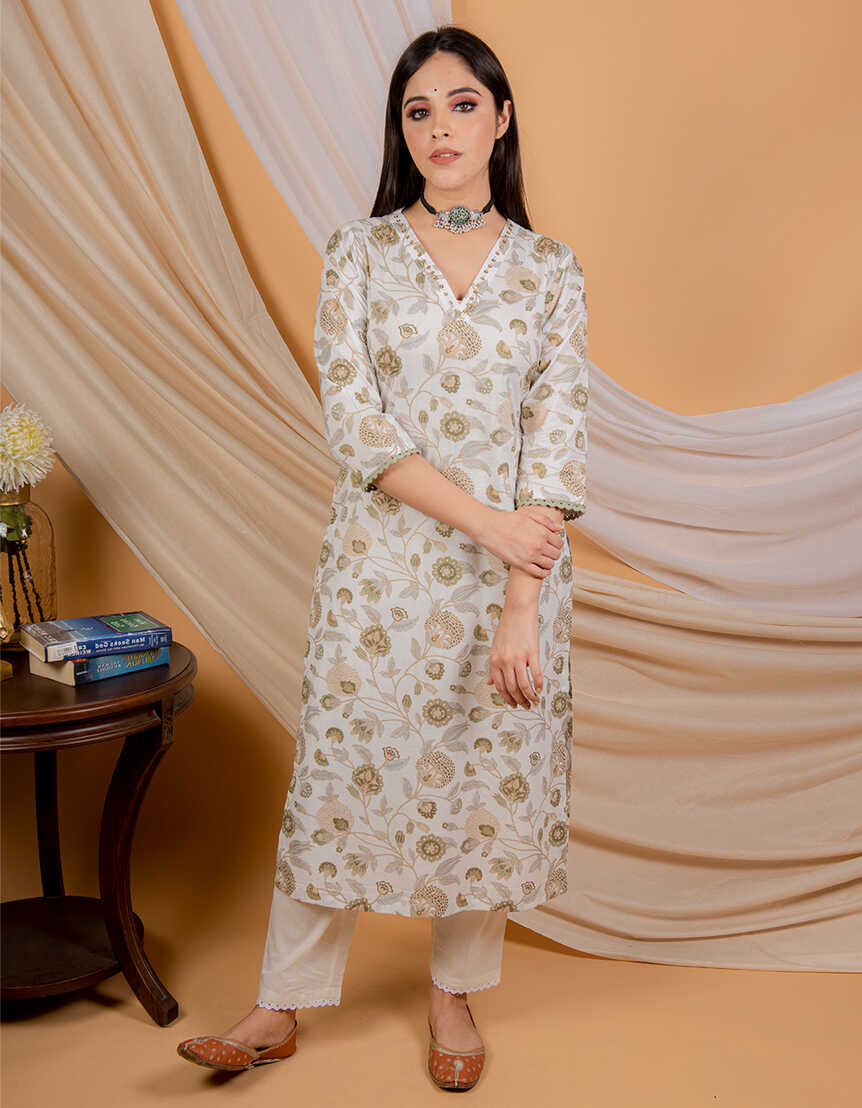 Best green cotton printed kurta designs for women | Priya Chaudhary