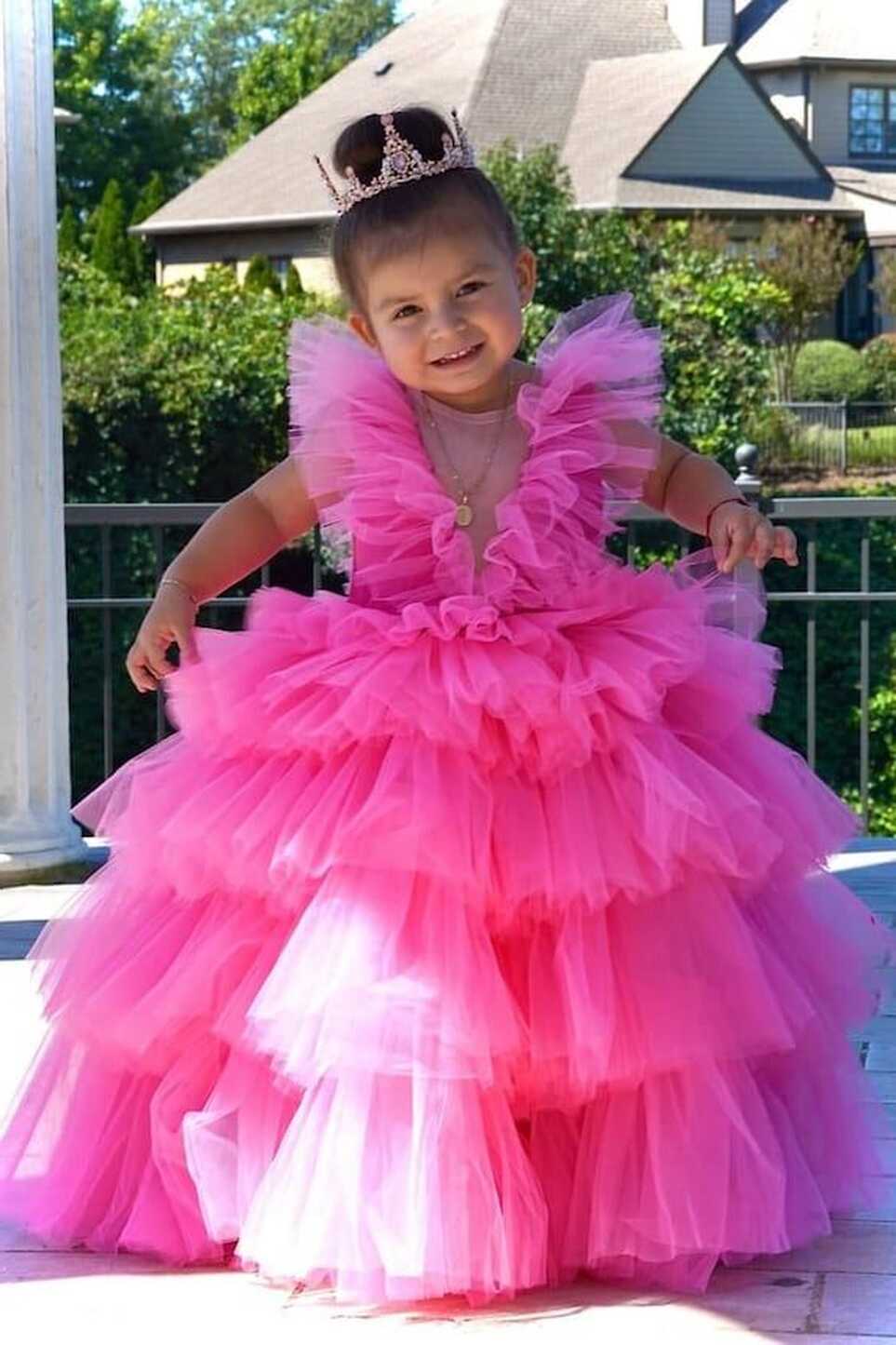 Birthday Party Baby Girl Dress, Bright Pink Girl Dress, Maxi Puffy ...