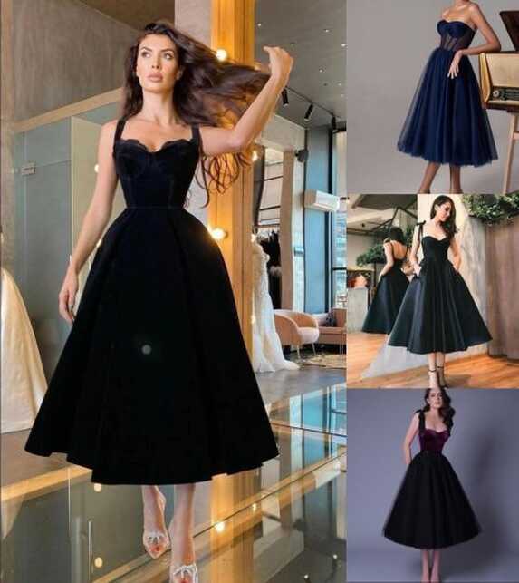 Black A-Line Party Prom Gowns Sleeveless Ankle Evening Dress E2317 ...