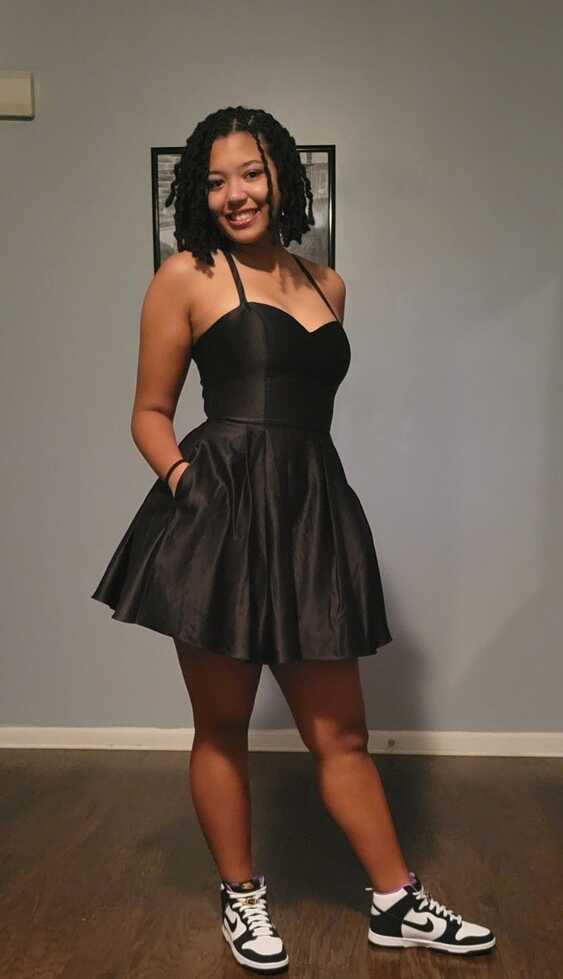 Black A-line Homecoming Dress,Black Short Dress ,Y2449 ...