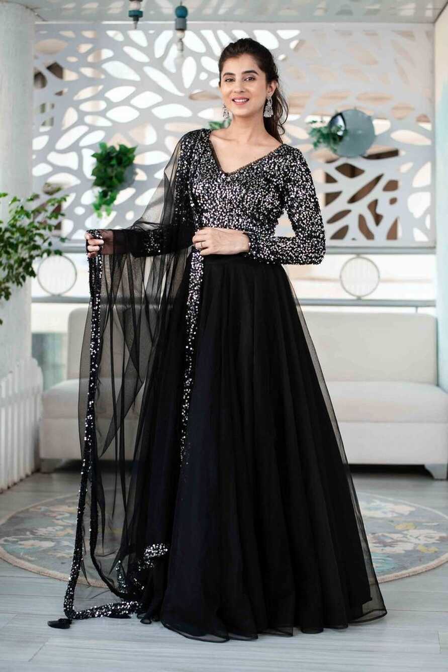 Black And Silver Lehenga