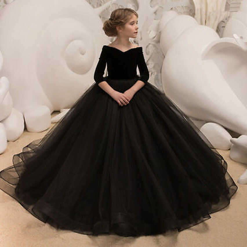 Black Ball Gown Flower Girl Dresses Little Girls Party Dress Black ...