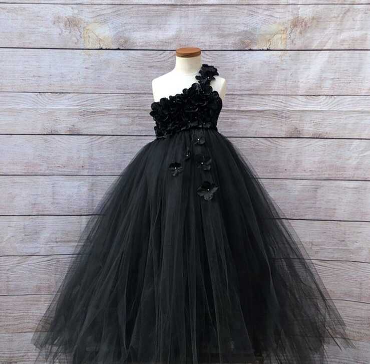 Black Birthday Tutu Dress for Girls Princess Flower Girl Wedding ...