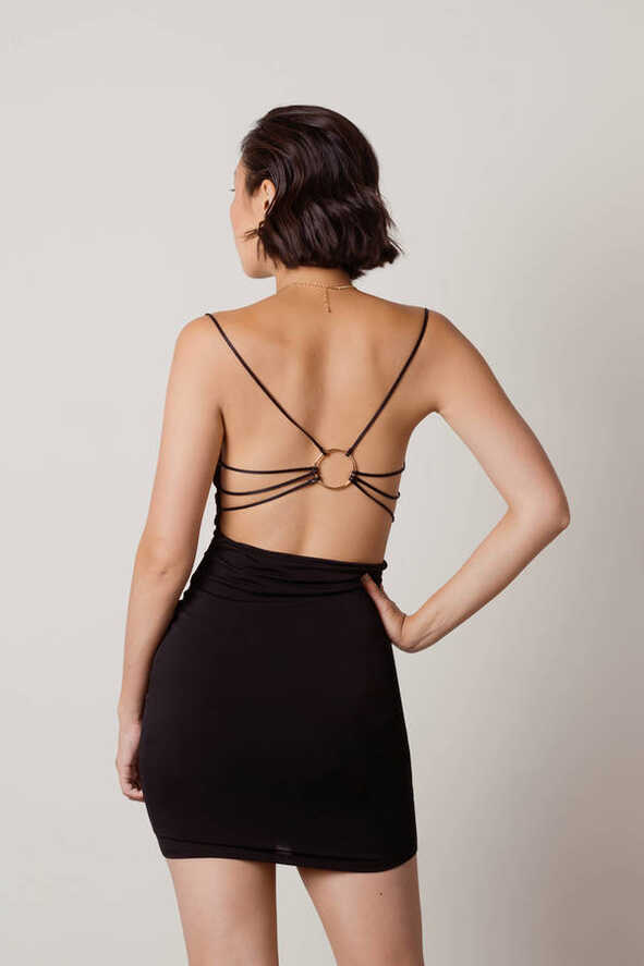 Black Bodycon Dress - Open Back Dress - Bodycon Mini Dress