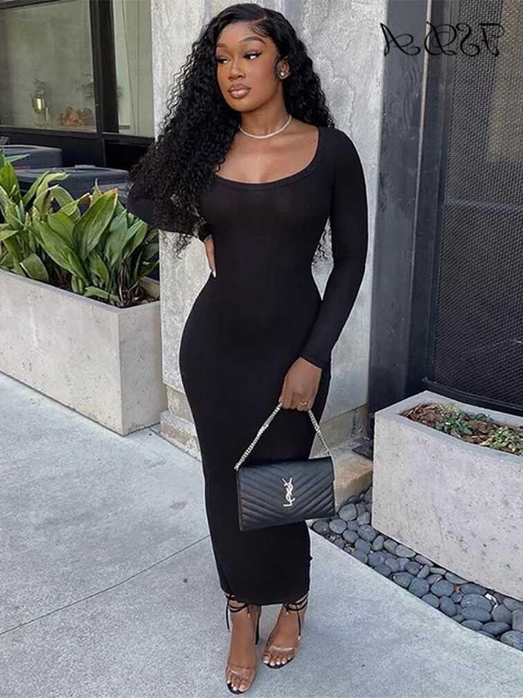 Black Bodycon Maxi Dress Sleeves | Black Bodycon Dress Long Sleeve ...