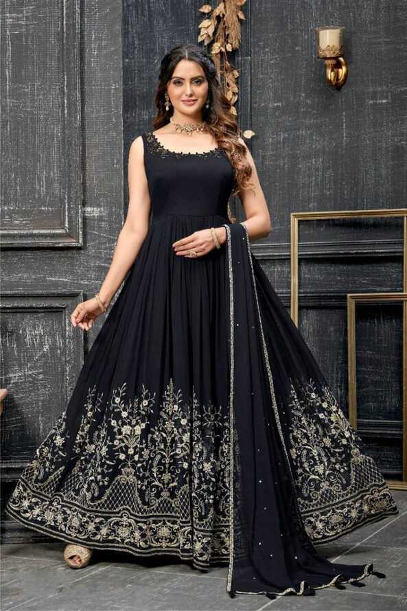 Black Color Party Wear Designer Gown :: ANOKHI FASHION