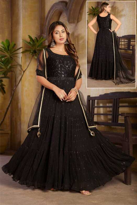 Black Color Party Wear Gown :: MY SHOPPY LADIES WEAR