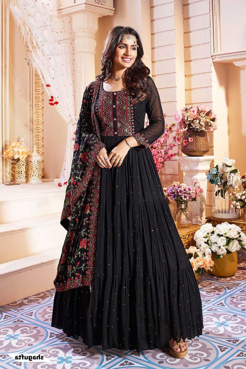 Black Color Party Wear Gown with Designer Dupatta :: ANOKHI FASHION