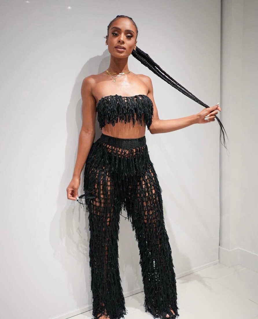 Black Crochet Halter Fringe Pants Two Piece Set Cover Up – Hot ...