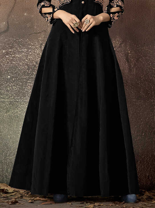 Black Designer Embroidered Taffeta Silk Party Wear Gown | Saira&#39;s ...