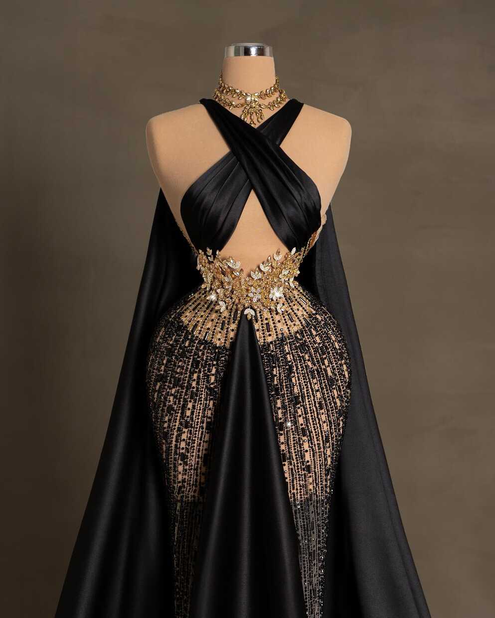 Black Dress - Evening Dress with Gold Details – Blini Fashion House