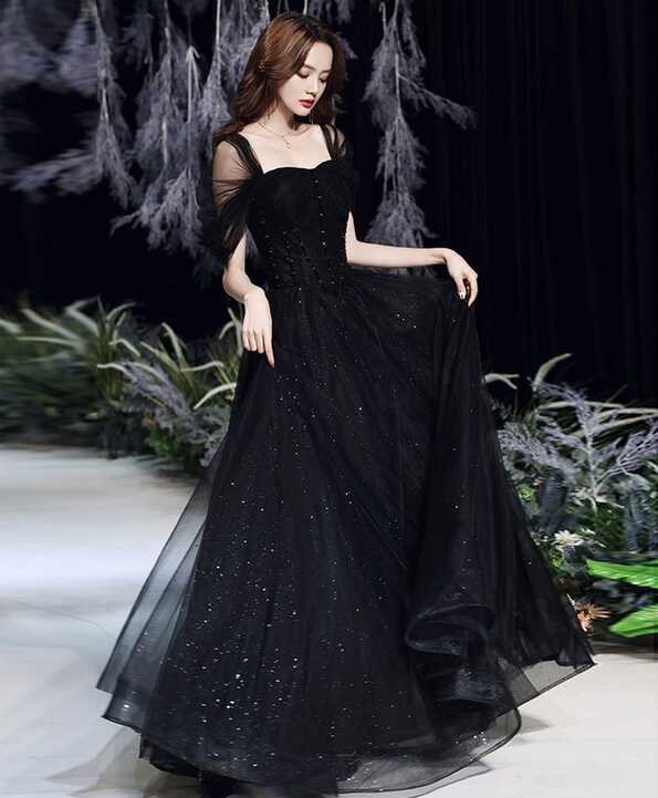 Black Elegant Off Shoulder Long Evening Dress Party Dress, Black A ...