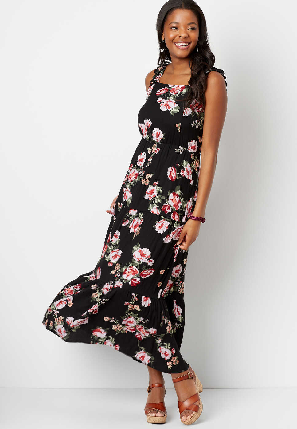 Black Floral Maxi Dress | maurices