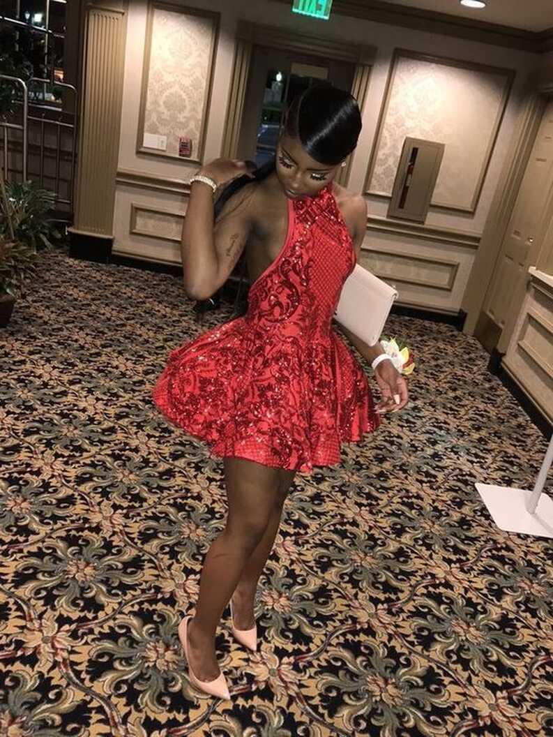 Black Girl Homecoming Dress 2022 A line Short skirt sleeveless ...