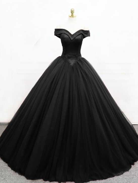 Black Gothic Princess Ball Gown Wedding Dress - DarkinCloset.com