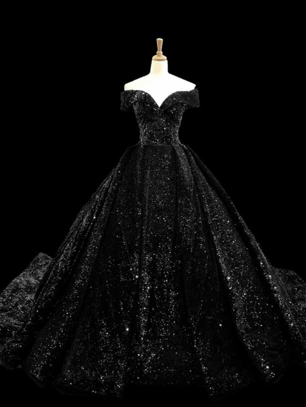 Black Gothic Shining Princess Ball Gown Wedding Dress - Devilnight ...