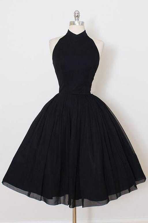 Black Halter Simple Short Homecoming/Party Dresses PD106 – Pgmdress