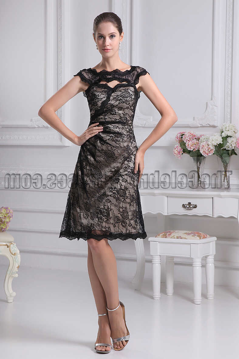 Black Knee Length Lace Cocktail Party Graduation Dresses ...