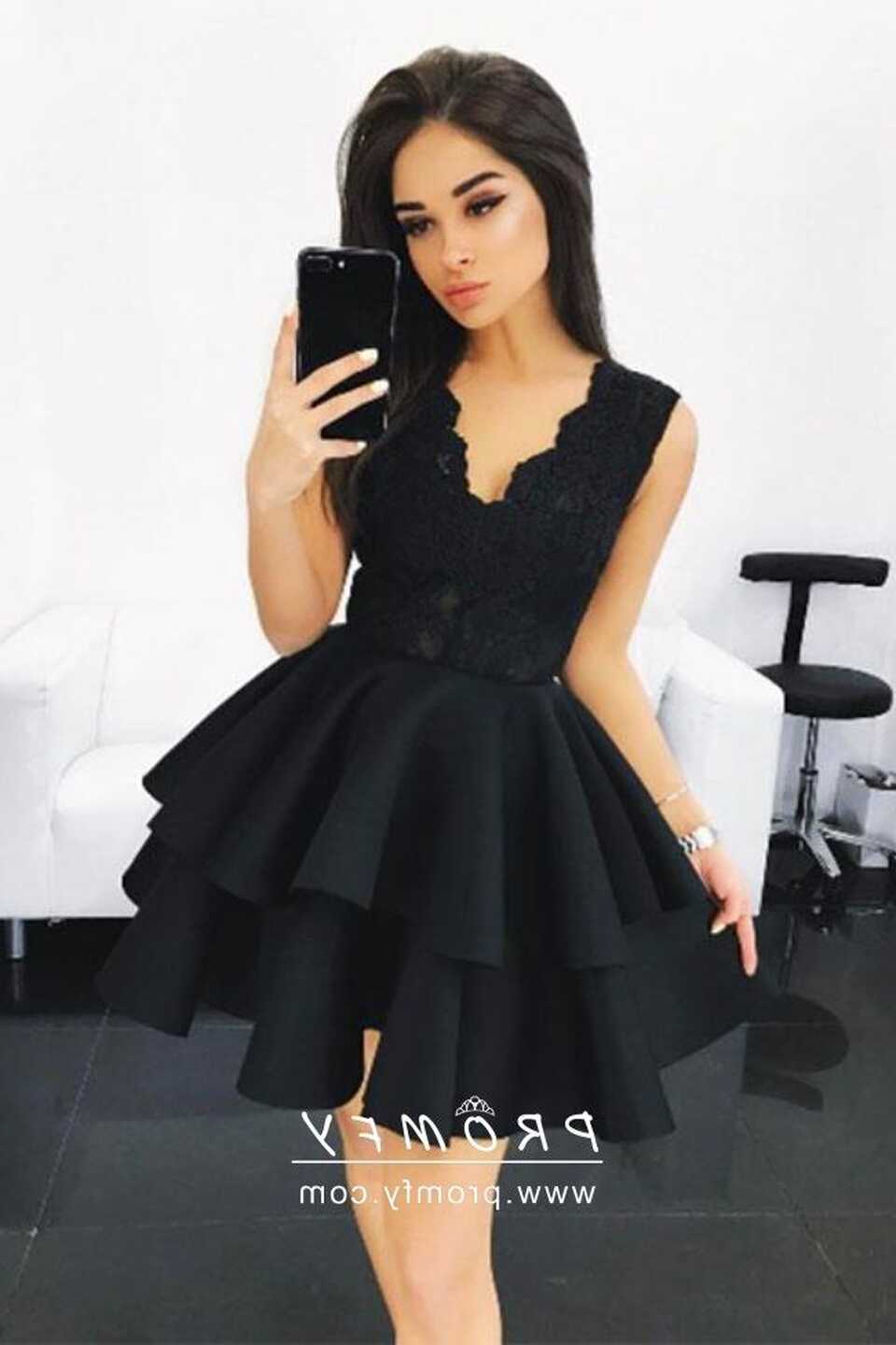 Black Lace &amp; Satin Scalloped Short Cocktail Dress