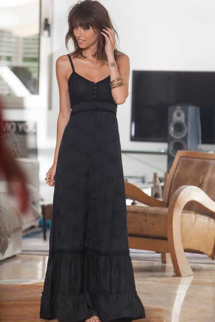 Black Lace Maxi Dress, Women&#39;s Boho Evening Summer Dress, Classic ...