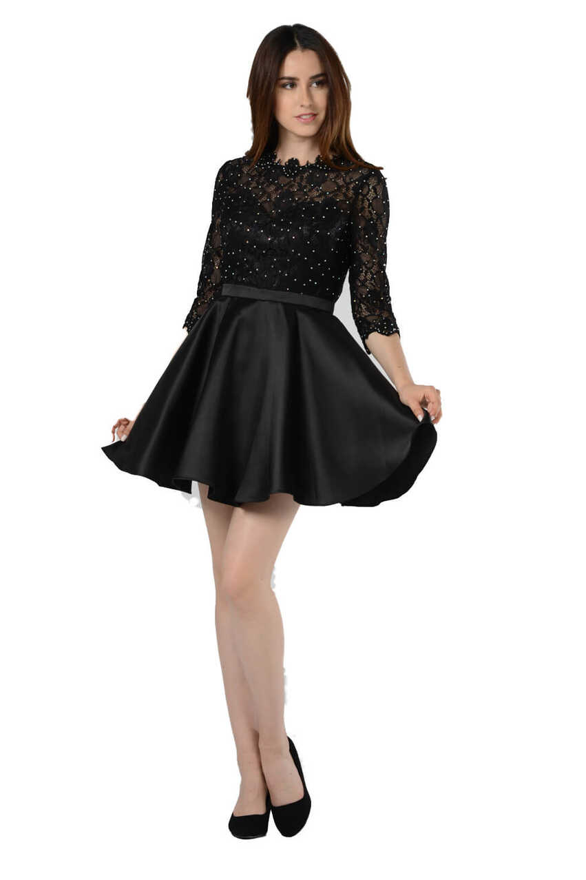 Black Lace Short Dress - Shangri-La