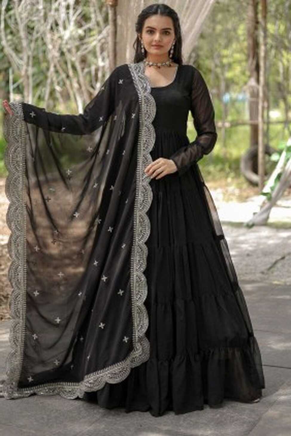 Black Long Gown Dresses - Buy Indo Western Gowns for Women USA ...