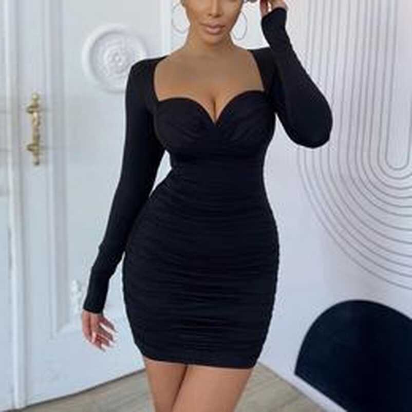 Black Mini Dresses With Long Sleeves (57 Stunning Dresses)