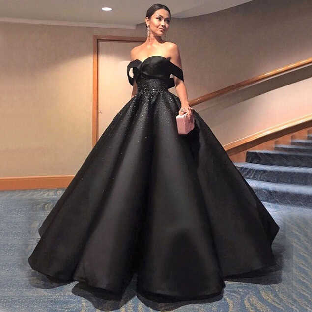 Black Modest Ball Gown, Long Elegant Unique Design Off the ...