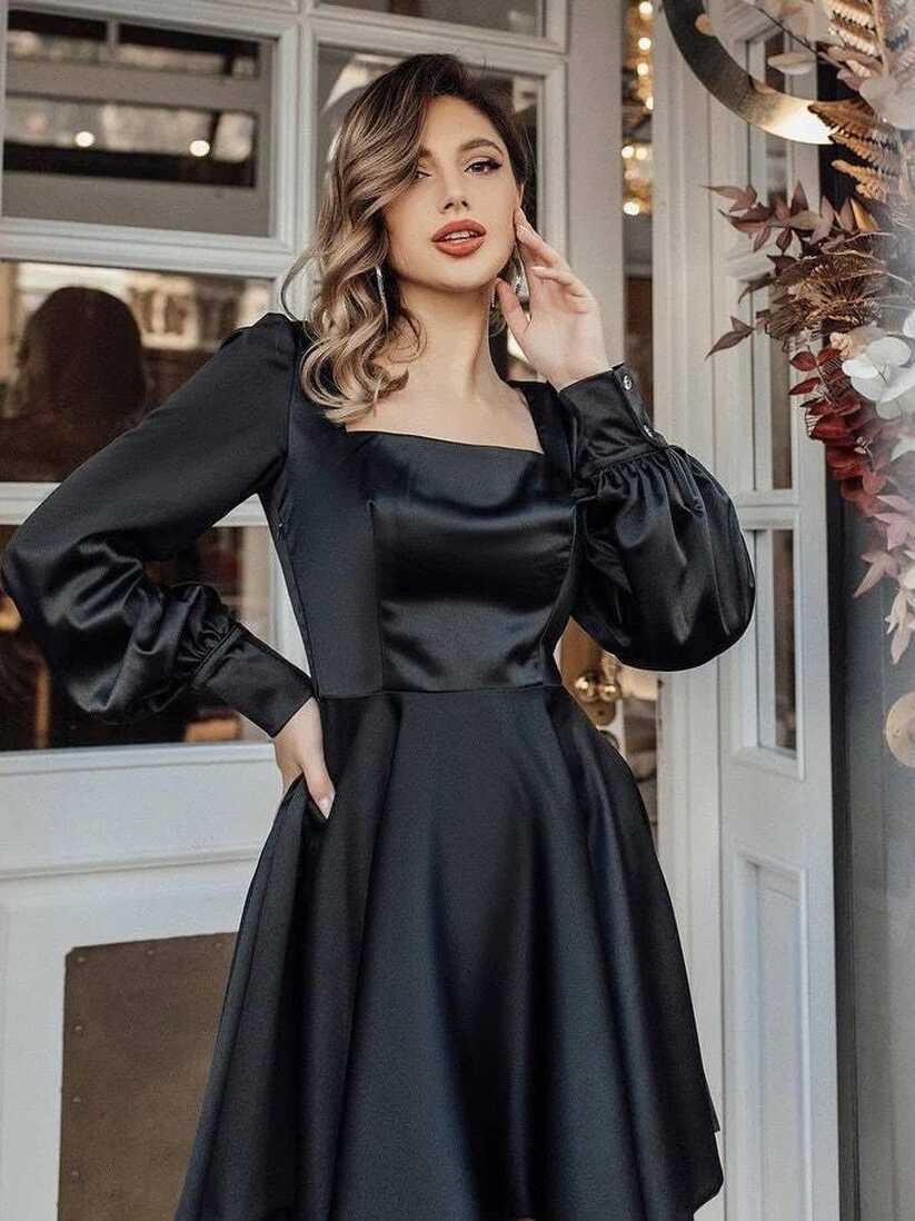 Black Party Dress Long Sleeve - Etsy